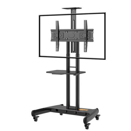 Carrinho de TV móvel para 32-75 polegadas, altura ajustável Rolling TV Stand com rodas de travamento e prateleira de metal, piso portátil ao ar livre