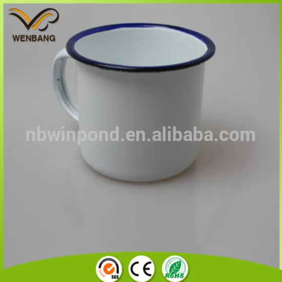 350ml roll rim printed bulk metal enamel cup