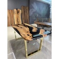 Modern Furniture Direct Solid Walnut Wood Cafe Coffee Kitchen Restaurant River Dining Table Epoxy Resin Slab