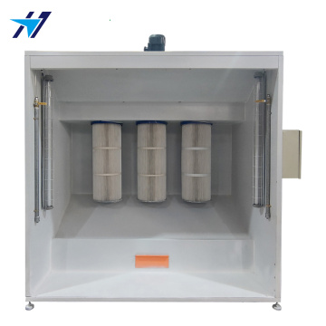 Bilateral powder blowing and dusting cabinet