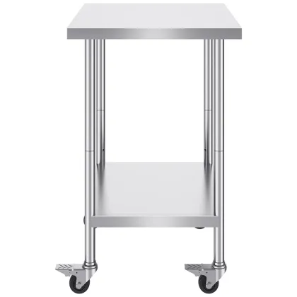 Stainless steel kitchen work tables on wheels