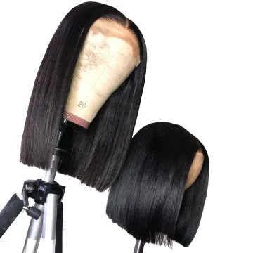 Fashion Design 8 Inch Peruvian Human Hair Lace Front Closure Short Bob Wig Wholesale Straight Human Hair Bob Peruvian Wigs