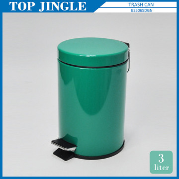 Fancy Green Color Metal And Plastic Foot Pedal Waste Bin