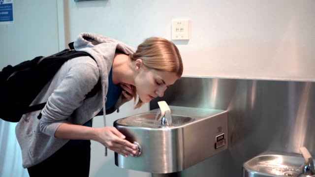 public wall hung drinking water fountain