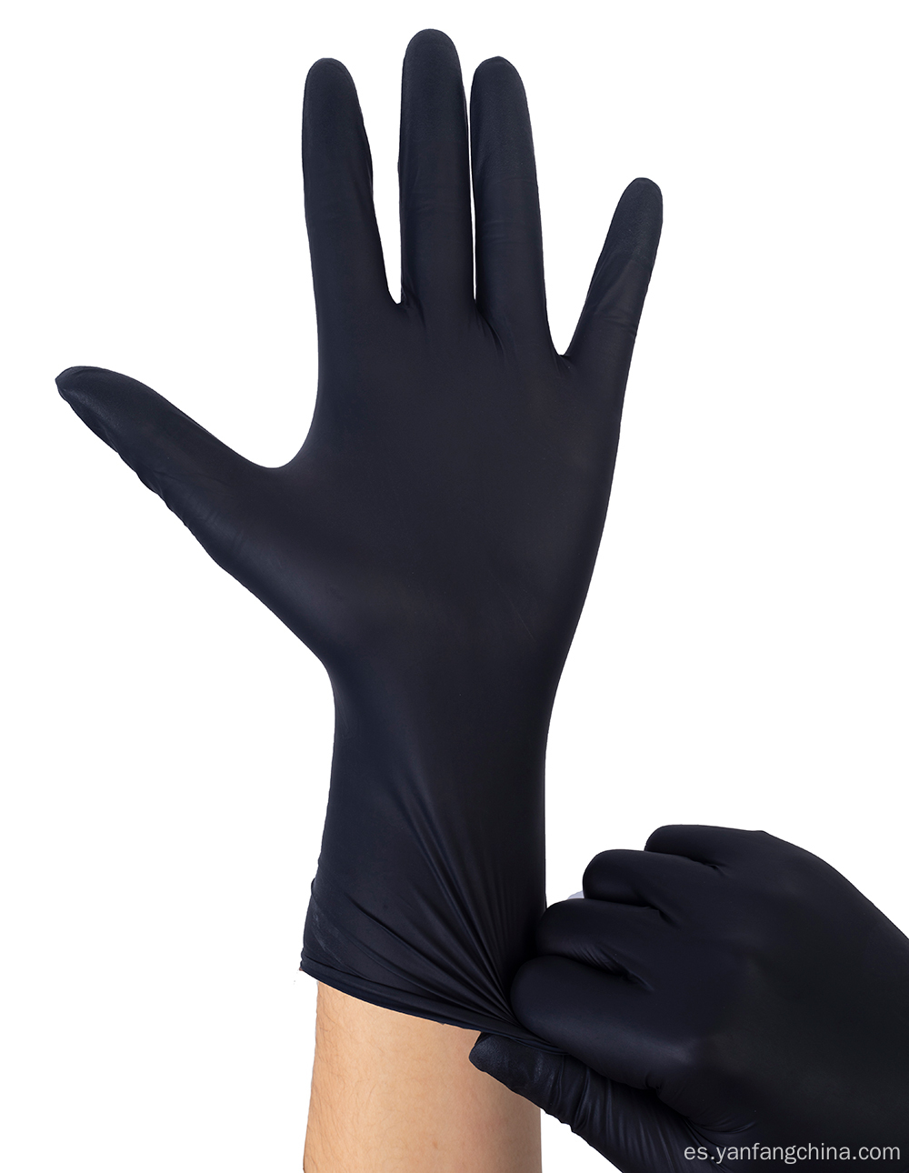 Guantes de nitrilo desechables de examen grande y mediano negro