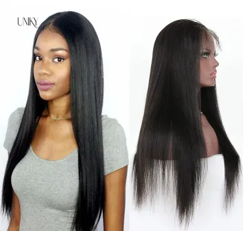 Brazilian Straight Pre Plucked Raw Virgin Cuticle Aligned Human Hair Lace Front Wig With Baby Hair Swiss 360 Lace Frontal Wig