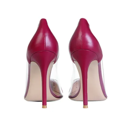 sexy elegant red leather pvc stitching shoes