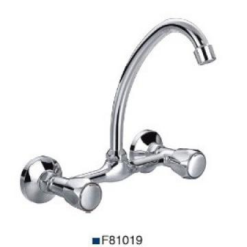 8\" Brass Basin / Kitchen faucet  with double handle with Chrome plated
