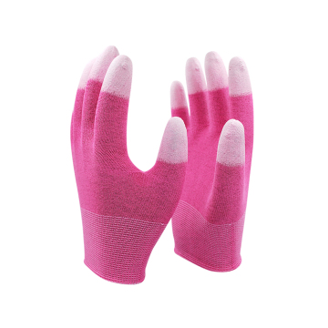 Hespax Hotsale PU recubierto de guantes de trabajo de alto impacto