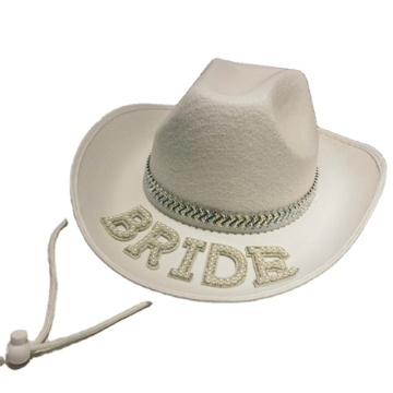 White Cowgirl Hat for Bachelorette Party and Wedding Bridal Shower