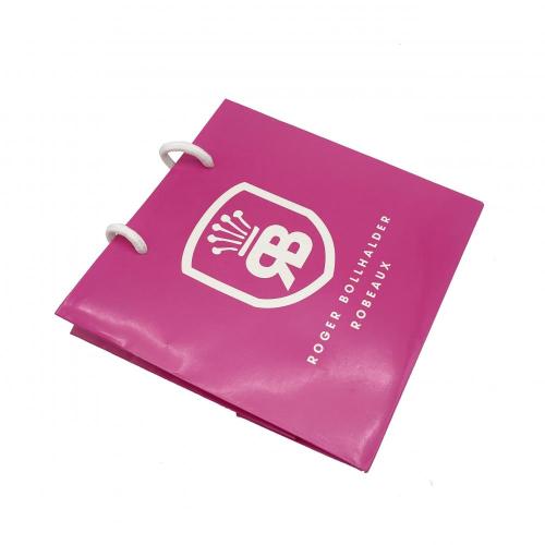 Luksusowe logo niestandardowe błyszcząca różowa torba z papieru prezentowego