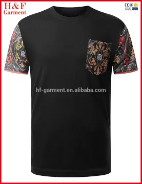 100% Cotton Men's Customized Logo Crew Neck Pocket Tshirt Custom