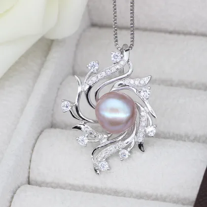 Fashion Designs Plating Silver Pearl Cage Pendant Necklace
