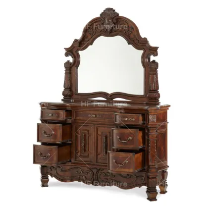 Luxury American Wooden Dressing Table with Mirror