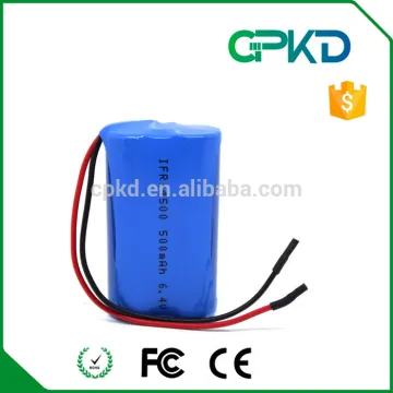 IFR14500 LiFePo4 li-ion Battery Packs 6.4V 500mah