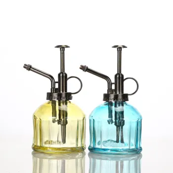 One Hand Watering Jug: Vintage Style Glass Spray Bottle with Golden Pump