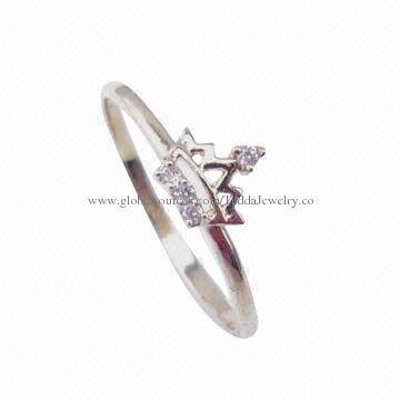 Fashion jewelry diamond rings, made of brass and cubic zirconia