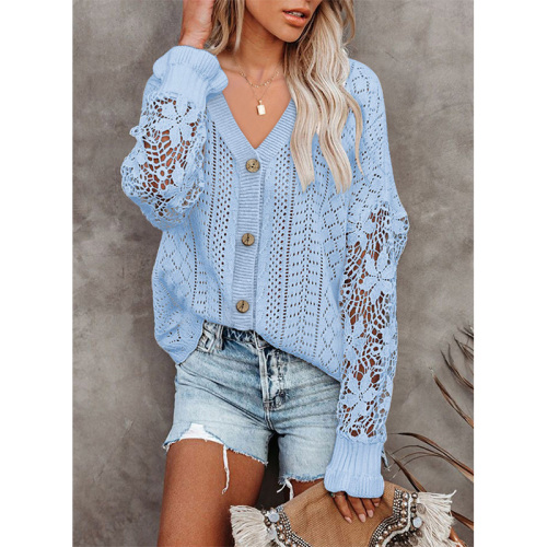 Women's Long Sleeve Lace Cable Sweater