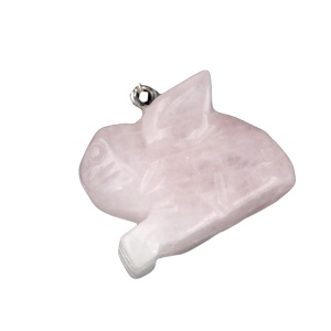 Rose Quartz Handmade Craved 1.0 Inch Rabbit Pendant for DIY Making Jewelry Necklace