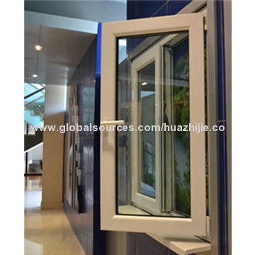 PVC casement window, inwards open