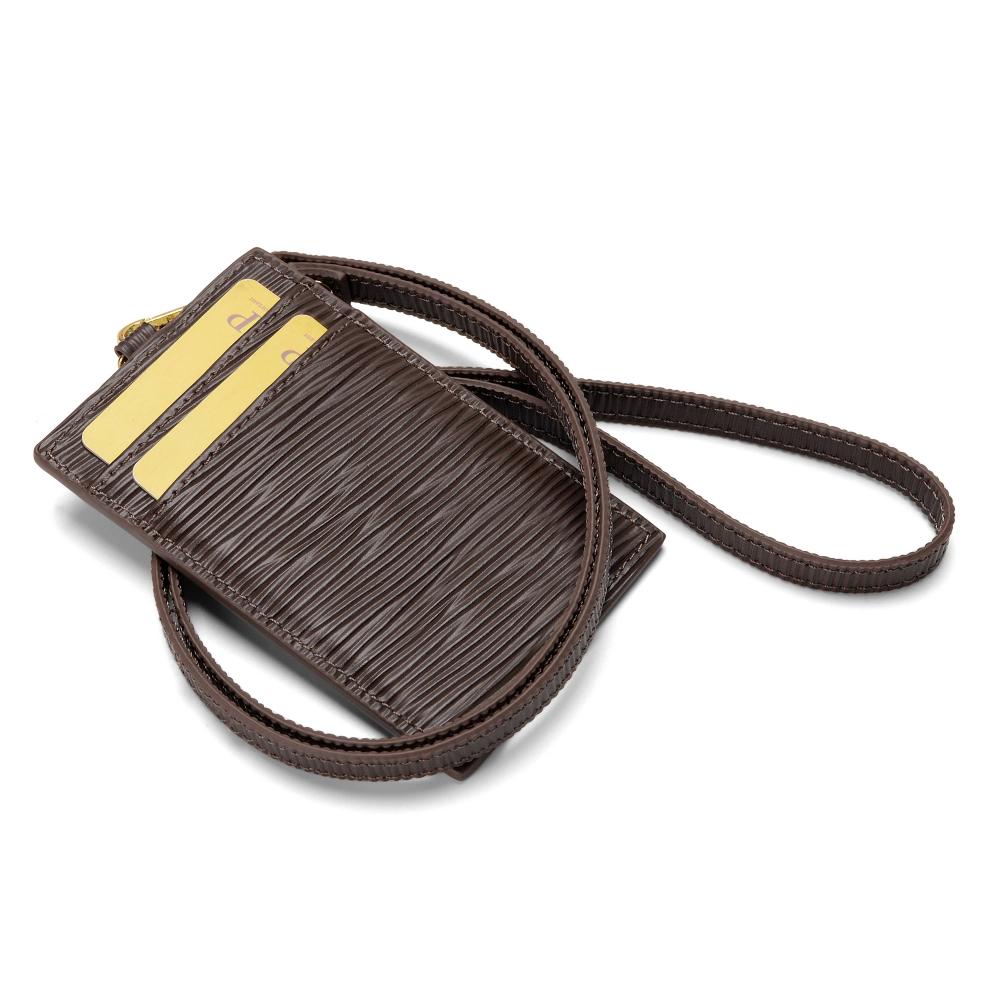 Coklat dengan tali leher pemegang kartu ID lanyard