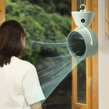 Portable Swing Head USB Rechargeable Fan with Night Light for Home and Camping