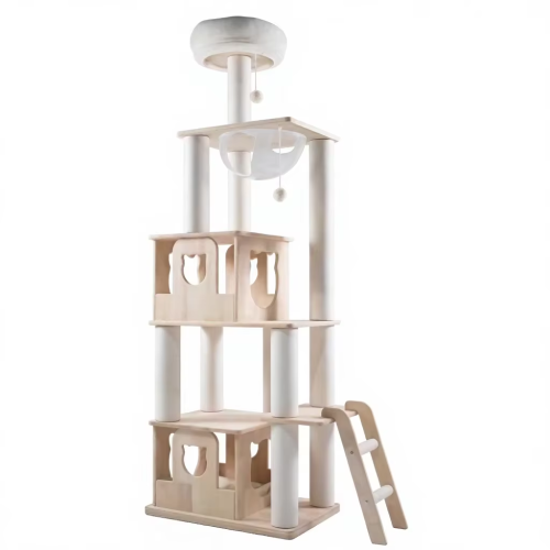 Floor Ceiling Cat Tree Tower Wooden Scratching Post Indoor Cat Climbing Frame Adjustable Height Simple Premium Quality