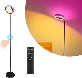 Smart Double-Sided Stand Light with RGB Color Changing, 3CCT Dimmable Functionality - Remote and Touch Control LED Floor Lamp