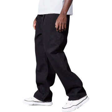 Custom Men's Plus Size Straight Jeans, Trousers, Black Baggy Pants
