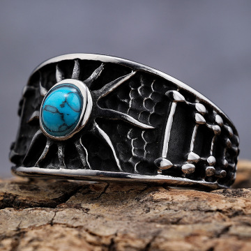 China Punk Style Men Trendy And Personalized Turquoise Rings Manufactory