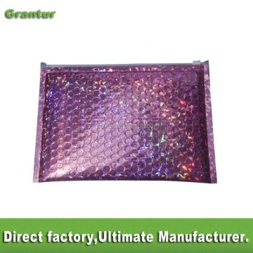 Custom Purple Holographic K Bubble Mailer Bag with Slider