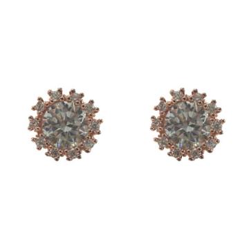 Rose gold inlaid drill flower earnails