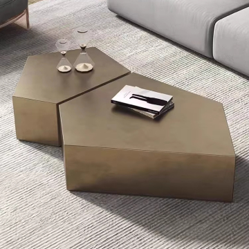 Modern Stainless Steel Coffee Table with Drawer for Home Living Room Furniture - Light Luxury Design