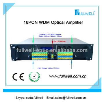 16 พอร์ตต่อเอาท์พุท 20dbm PON CATV EDFA Combiner พร้อมแหล่งจ่ายไฟคู่