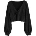 Women's Pullover Ribbed Cropped Knitwear