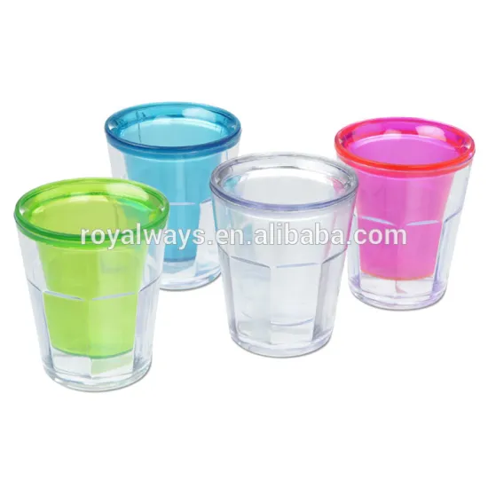 Hot selling 50ml double wall frosty plastic shot glass