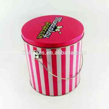 New Design Food Grade Candy Tin Popcorn Tin With Handle