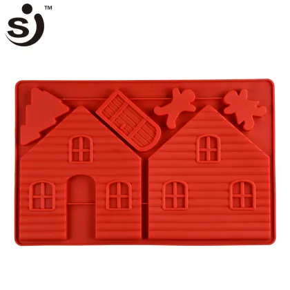 2 House Cartoon Door Design Silicone Cake Moulds