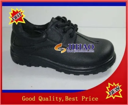 Black leather children school shoes