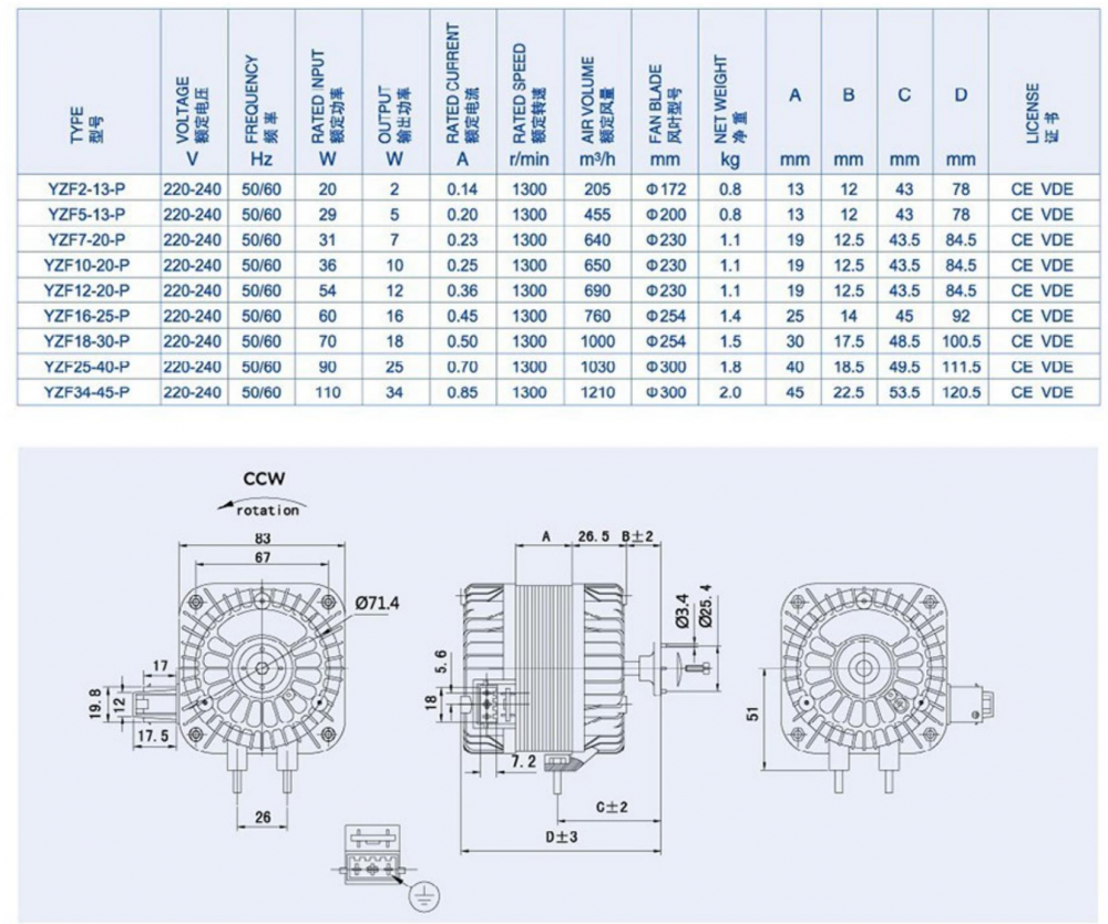 With Pin Terminal Motor