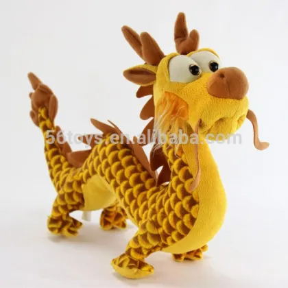 Custom yellow chinese dragon stuffed toys, dragon plush toy wholesale
