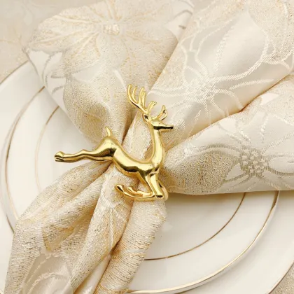 Deer Napkin Rings - Gold Napkin Rings for Holidays and Special Occasions