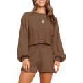 Women's Pullover Sweater Crop Top Shorts