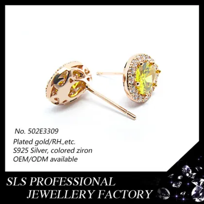 Fashion Jewelry Gold Colored Silver Jewelry 925 Silver Earring