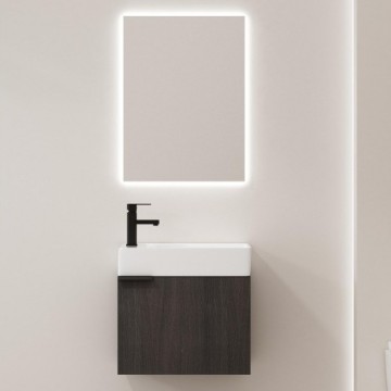 Modern Small Bathroom Vanity with Integrated Basin and LED Mirror