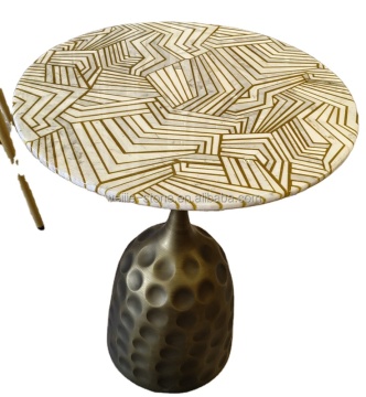 Mother of Pearl Inlay Stone Mosaic Pattern Coffee Table