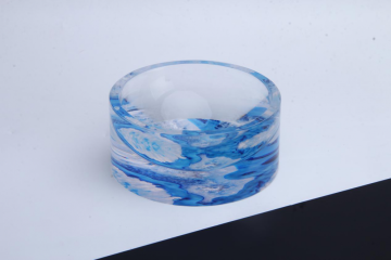 Acrylic Round Ashtray Blue Waved pattern