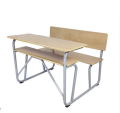 Table et chaise de lycée en métal en bois massif, banc d&#39;école de dinde Mozambique double bureau