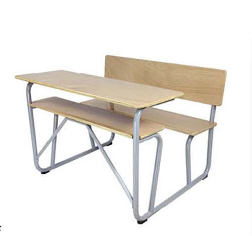 Meja dan Kerusi Sekolah Tinggi Kayu Pepejal, Bench Sekolah Turki Mozambique Double Desk