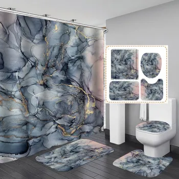 Customized Shower Curtain and Rug Set: Waterproof Digital Print for Hotel-style Bathrooms